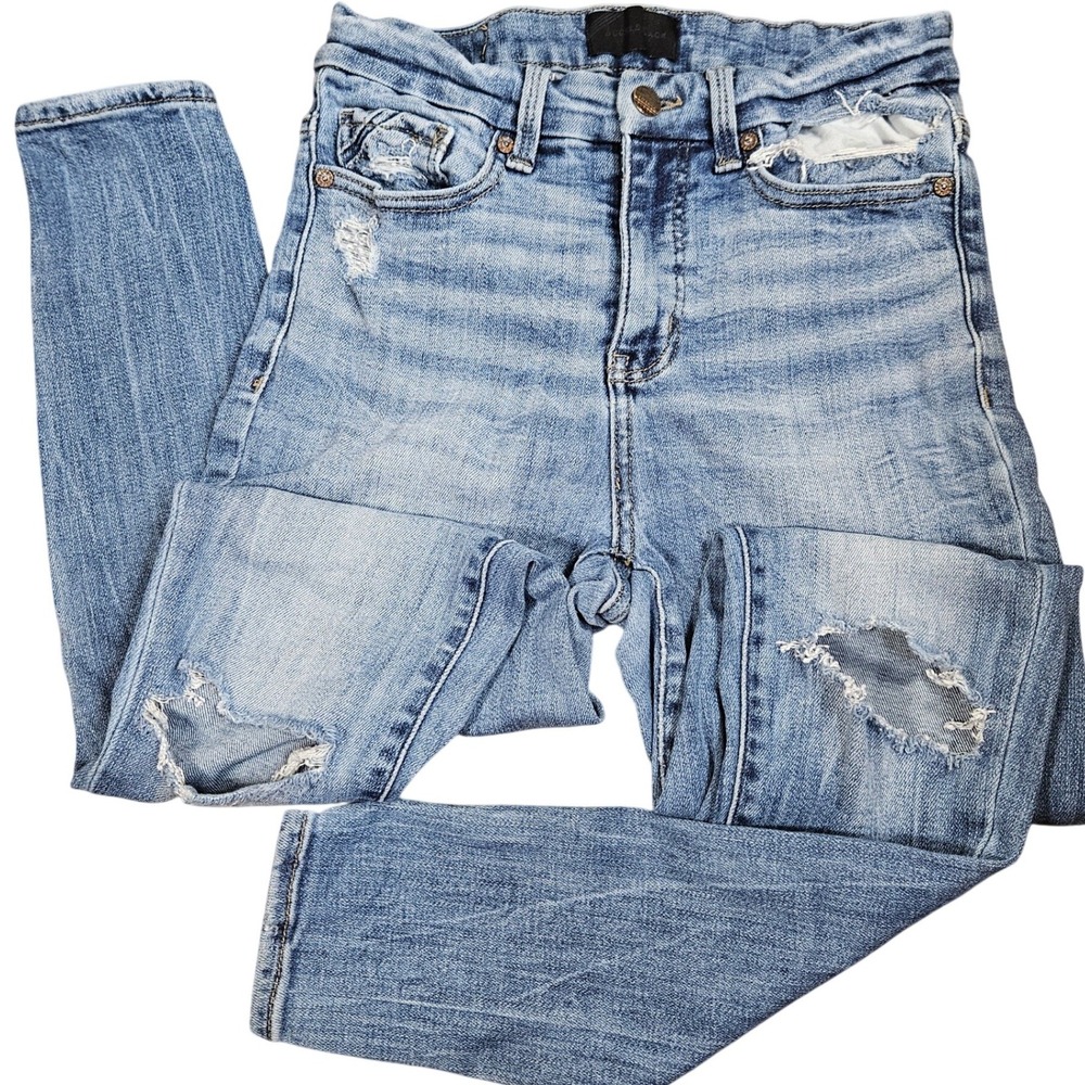 Buckle Black No. 75 Skinny Jeans Size 25 High Rise Distressed Acid Wash‎ STRETCH